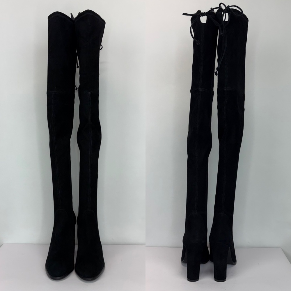 New Stuart Weitzman Highland Over The Knee Boot Black Suede Sz 9 - Picture 6 of 16